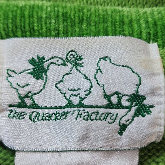 Quacker Factory Vintage Green Christmas V-Neck Sweater, Women's Large - Picture 4 of 10